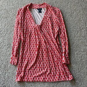 🎀 Buy 2 Get 1 Free 🎀 Ann Taylor XS Geometric Print Knotted Bust Top